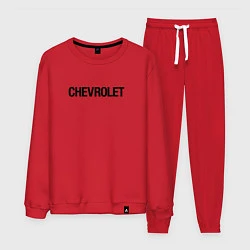Костюм хлопковый мужской Chevrolet Лого Эмблема спина, цвет: красный