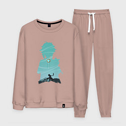 Костюм хлопковый мужской Xiao Сяо, цвет: пыльно-розовый