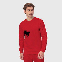 Костюм хлопковый мужской Кот в маске, цвет: красный — фото 2