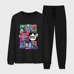 Костюм хлопковый мужской BT21 POP-ART, цвет: черный