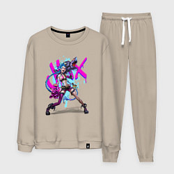 Костюм хлопковый мужской LOL JINX БРЫЗГИ КРАСОК, цвет: миндальный