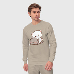 Костюм хлопковый мужской Котики играют 02, цвет: миндальный — фото 2