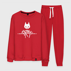 Костюм хлопковый мужской Stray: White Logo, цвет: красный