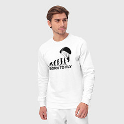 Костюм хлопковый мужской Рожденный летать, цвет: белый — фото 2