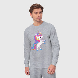 Костюм хлопковый мужской Милый единорог unicorn, цвет: меланж — фото 2