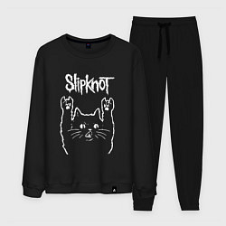 Костюм хлопковый мужской Slipknot, Слипкнот Рок кот, цвет: черный