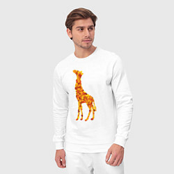 Костюм хлопковый мужской Лиственный жираф, цвет: белый — фото 2