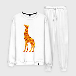 Костюм хлопковый мужской Лиственный жираф, цвет: белый