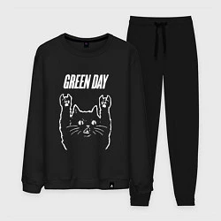 Костюм хлопковый мужской Green Day Рок кот, цвет: черный