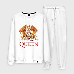 Костюм хлопковый мужской Queen, логотип, цвет: белый