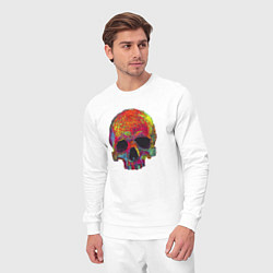 Костюм хлопковый мужской Cool color skull, цвет: белый — фото 2