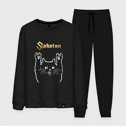 Костюм хлопковый мужской Sabaton Сабатон Рок кот, цвет: черный