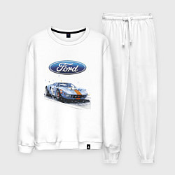 Костюм хлопковый мужской Ford Motorsport, цвет: белый