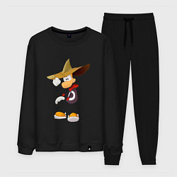 Костюм хлопковый мужской Rayman в шляпе, цвет: черный