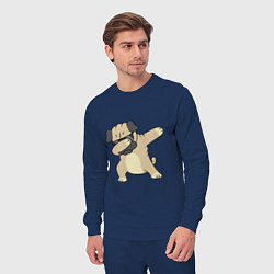 Костюм хлопковый мужской Дэббинг мопс в чёрных очках - Dabbing dog, цвет: тёмно-синий — фото 2