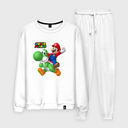 Костюм хлопковый мужской Mario and Yoshi Super Mario, цвет: белый