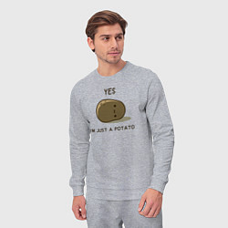 Костюм хлопковый мужской Yes, im just a potato, цвет: меланж — фото 2