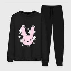 Костюм хлопковый мужской Bad Bunny Floral Bunny, цвет: черный