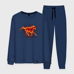 Костюм хлопковый мужской Fire horse огненная лошадь, цвет: тёмно-синий