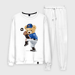 Костюм хлопковый мужской МИШКА БЕЙСБОЛИСТ, цвет: белый