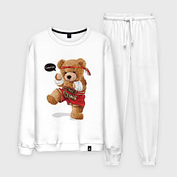 Костюм хлопковый мужской МИШКА ТАЙСКИЙ БОКС THAI BOXING MUAY THAI, цвет: белый