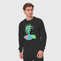 Костюм хлопковый мужской Gorgon Medusa Vaporwave Neon, цвет: черный — фото 2