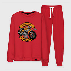 Костюм хлопковый мужской Moto-sport Мотоцикл, цвет: красный