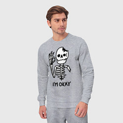 Костюм хлопковый мужской Im okay! Skeleton Я в порядке! Жест, цвет: меланж — фото 2