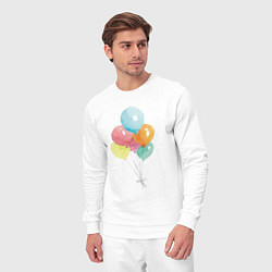 Костюм хлопковый мужской Акварельные воздушные шары, цвет: белый — фото 2