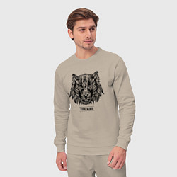 Костюм хлопковый мужской Тигр в стиле Мандала Mandala Tiger Live Wild, цвет: миндальный — фото 2