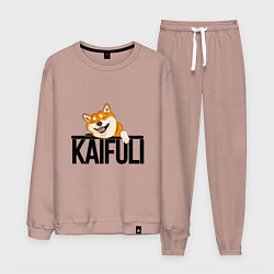 Костюм хлопковый мужской Kaifuli shiba inu, цвет: пыльно-розовый