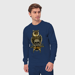Костюм хлопковый мужской Сова с черепом на животе, цвет: тёмно-синий — фото 2