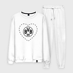 Костюм хлопковый мужской Лого Borussia в сердечке, цвет: белый