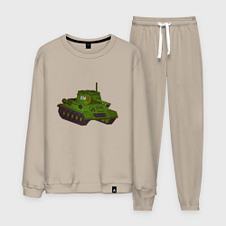 Костюм хлопковый мужской Самый обычный танк, цвет: миндальный