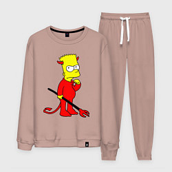 Костюм хлопковый мужской Bart Simpson - devil, цвет: пыльно-розовый