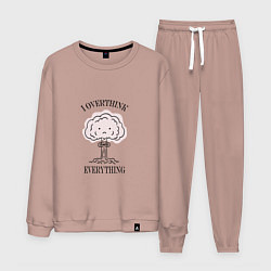 Костюм хлопковый мужской I Overthink Everything, цвет: пыльно-розовый