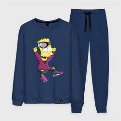 Костюм хлопковый мужской Барт Симпсон в прыжке, цвет: тёмно-синий