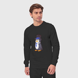 Костюм хлопковый мужской Пингвин в цилиндре, цвет: черный — фото 2