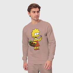 Костюм хлопковый мужской Lisa Simpson с гусеницей на даче, цвет: пыльно-розовый — фото 2