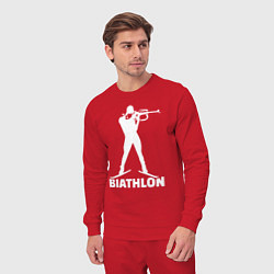 Костюм хлопковый мужской Биатлонист в положении стоя, цвет: красный — фото 2