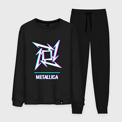 Костюм хлопковый мужской Metallica glitch rock, цвет: черный