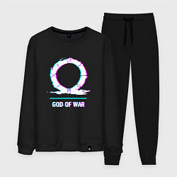 Костюм хлопковый мужской God of War в стиле glitch и баги графики, цвет: черный