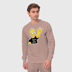 Костюм хлопковый мужской Гомер Симпсон - Rock n Roll, цвет: пыльно-розовый — фото 2