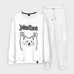 Костюм хлопковый мужской Judas Priest - rock cat, цвет: белый