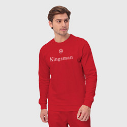 Костюм хлопковый мужской Kingsman - логотип, цвет: красный — фото 2