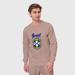 Костюм хлопковый мужской Brasil Football, цвет: пыльно-розовый — фото 2