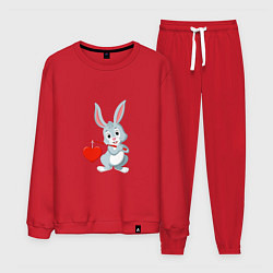Костюм хлопковый мужской Влюблённый кролик, цвет: красный