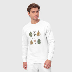 Костюм хлопковый мужской Цвети и листья минимализм, цвет: белый — фото 2