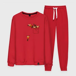 Костюм хлопковый мужской Красные панды в кармане, цвет: красный