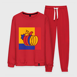 Костюм хлопковый мужской Тыква трехцветная винтаж, цвет: красный
